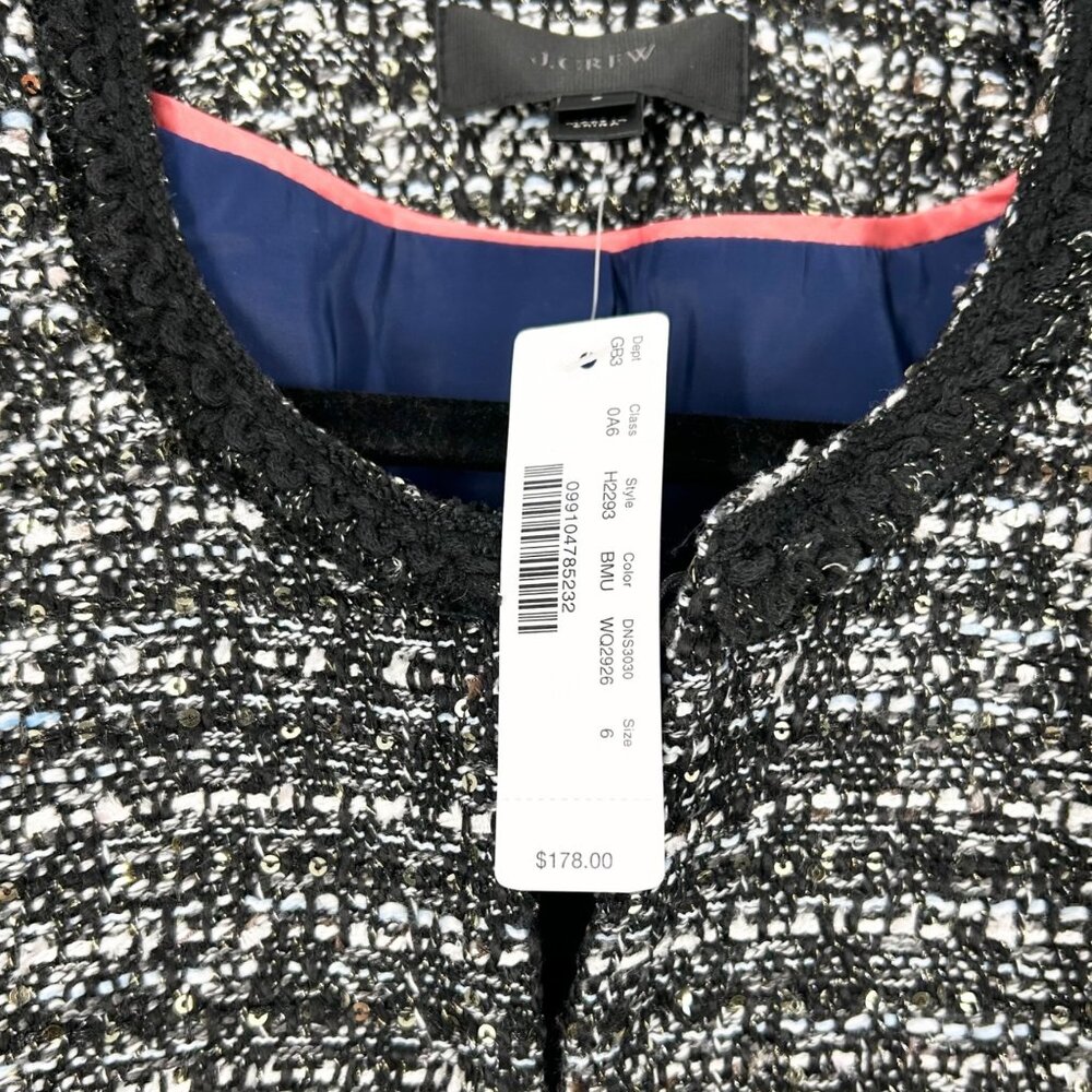 NWT J. Crew Sequin Tweed Belle Sleeve Lady Jacket Size 6 - Picture 10 of 10